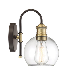 Moutd One Light Outdoor Wall Lantern in Oil Rubbed Bronze with Natural Brass