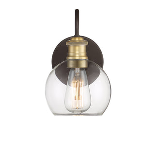 Moutd One Light Outdoor Wall Lantern in Oil Rubbed Bronze with Natural Brass