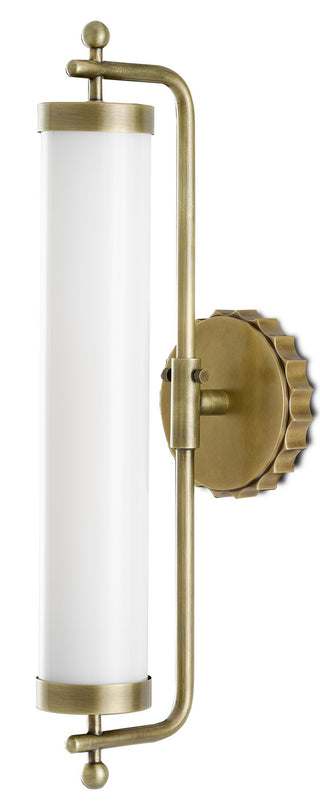 Latimer One Light Wall Sconce in White/Antique Brass