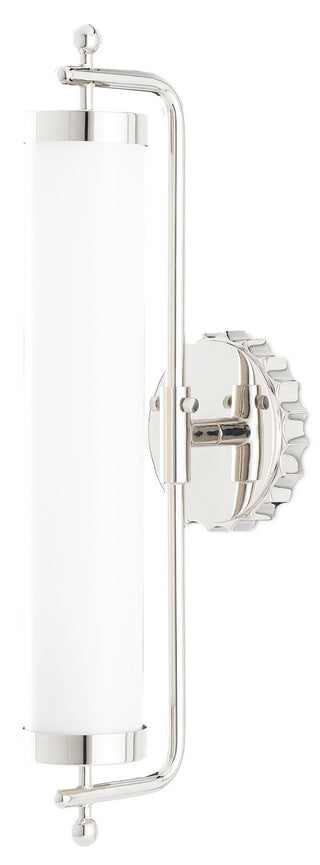 Latimer One Light Wall Sconce in White/Polished Nickel