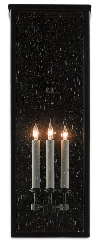 Tanzy Three Light Wall Sconce in Midnight Black/Clear Seeded