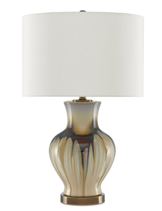 Muscadine One Light Table Lamp in Cream/Brown/Antique Brass