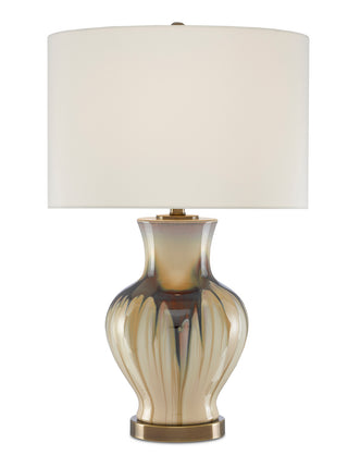 Muscadine One Light Table Lamp in Cream/Brown/Antique Brass