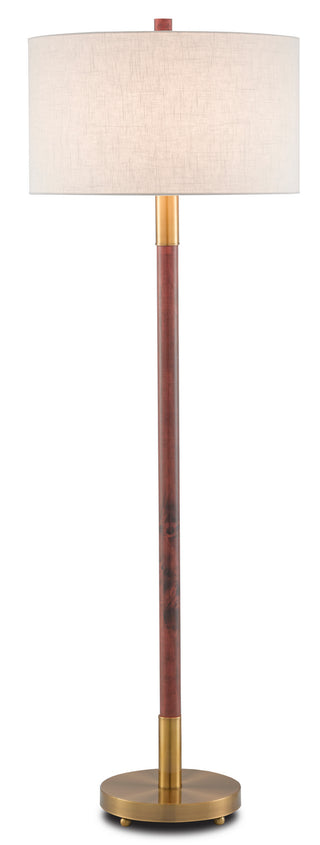 Bravo One Light Floor Lamp in Mahogany/Antique Brass