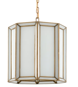 Daze One Light Pendant in Antique Brass/White