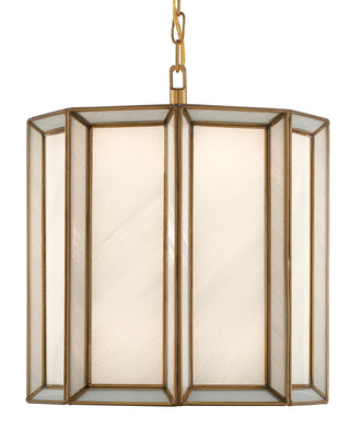 Daze One Light Pendant in Antique Brass/White