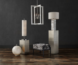 Arietta Four Light Chandelier in Mother of Pearl/Contemporary Silver Leaf