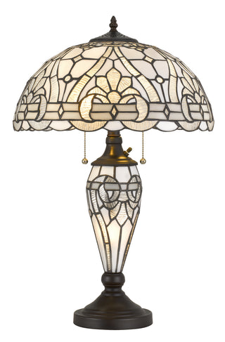 Tiffany Three Light Table Lamp in Black