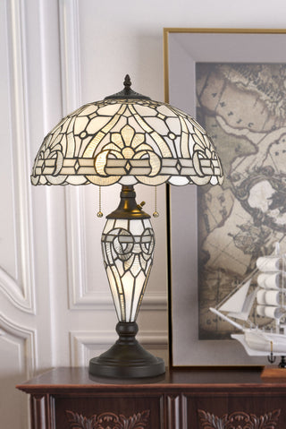 Tiffany Three Light Table Lamp in Black