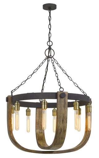 Apulia Eight Light Chandelier in Light Oak/Iron