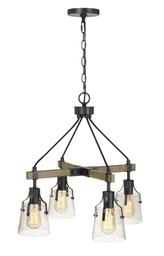 Aosta Four Light Chandelier in Wood/Iron