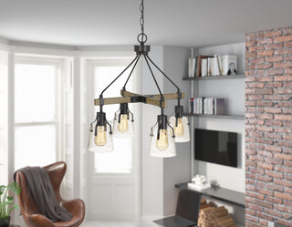 Aosta Four Light Chandelier in Wood/Iron