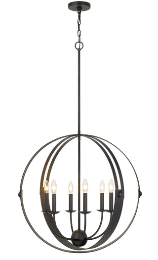 Valais Six Light Chandelier in Matte Black