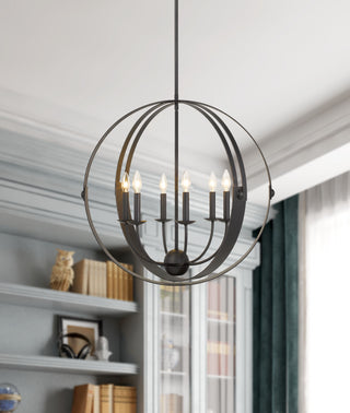 Valais Six Light Chandelier in Matte Black