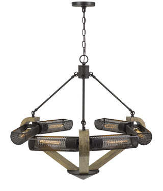 Baden Six Light Chandelier in Wood/Iron
