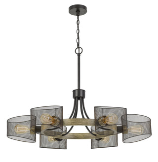 Dronten Six Light Chandelier in Wood/Black