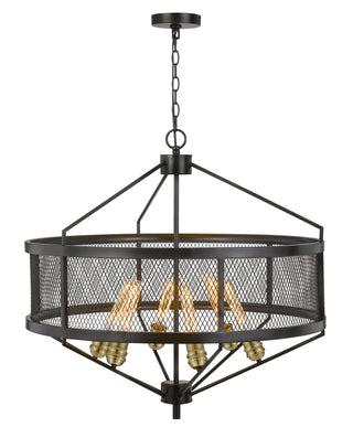 Halle Six Light Chandelier in Black/Antique Brass