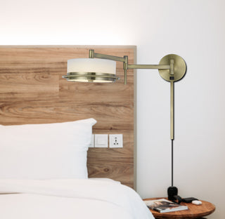 Sarnen LED Swing Arm Wall Lamp in Antique Brass