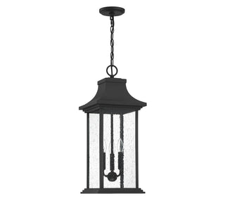 Hancock Three Light Outdoor Pendant in Matte Black