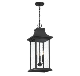 Hancock Three Light Outdoor Pendant in Matte Black