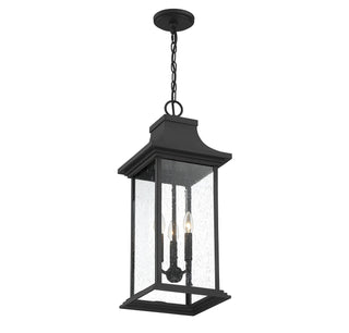 Hancock Three Light Outdoor Pendant in Matte Black