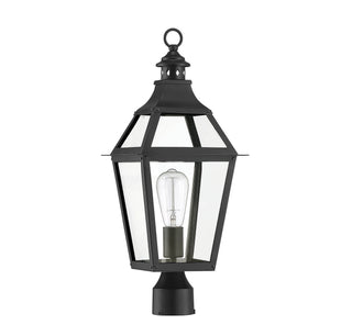 Jackson One Light Post Lantern in Black with Gold Highlights
