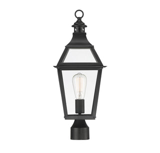Jackson One Light Post Lantern in Black with Gold Highlights