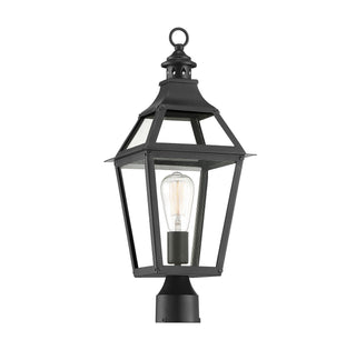Jackson One Light Post Lantern in Black with Gold Highlights