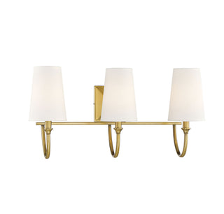 Cameron Three Light Bath Bar in Warm Brass