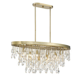Livorno Eight Light Linear Chandelier in Noble Brass
