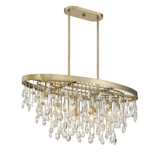 Livorno Eight Light Linear Chandelier in Noble Brass