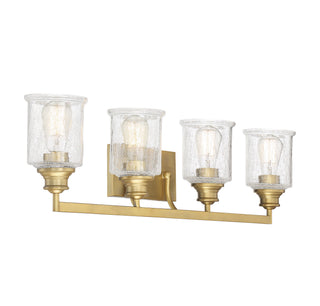 Hampton Four Light Bath Bar in Warm Brass