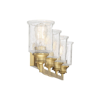 Hampton Four Light Bath Bar in Warm Brass