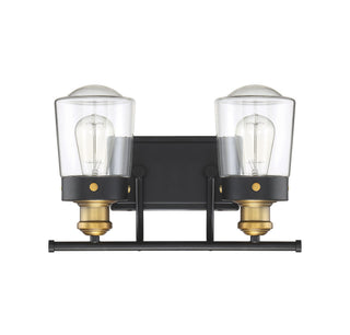 Macauley Two Light Bath Bar in Vintage Black with Warm Brass