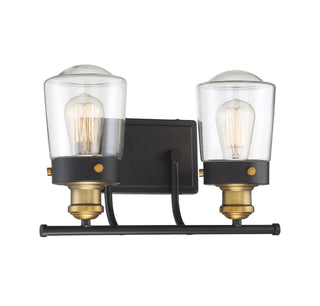 Macauley Two Light Bath Bar in Vintage Black with Warm Brass