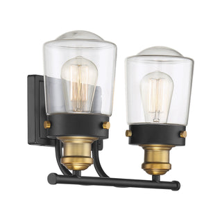 Macauley Two Light Bath Bar in Vintage Black with Warm Brass