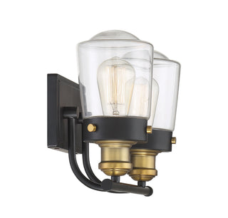 Macauley Two Light Bath Bar in Vintage Black with Warm Brass