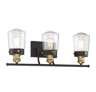 Macauley Three Light Bath Bar in Vintage Black with Warm Brass