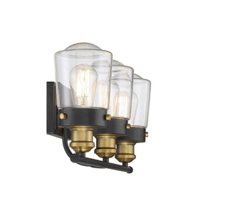 Macauley Three Light Bath Bar in Vintage Black with Warm Brass
