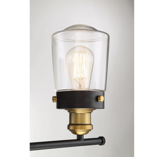 Macauley Three Light Bath Bar in Vintage Black with Warm Brass