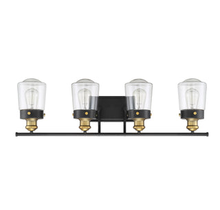 Macauley Four Light Bath Bar in Vintage Black with Warm Brass