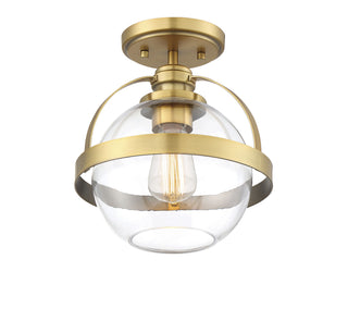 Pendleton One Light Semi-Flush Mount in Warm Brass