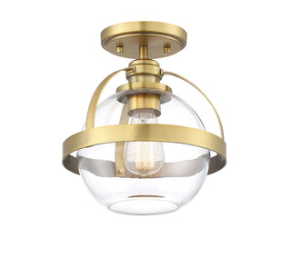 Pendleton One Light Semi-Flush Mount in Warm Brass