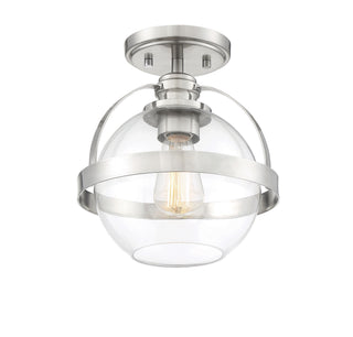 Pendleton One Light Semi-Flush Mount in Satin Nickel
