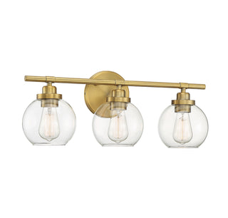 Carson Three Light Bath Bar in Warm Brass