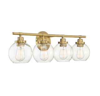 Carson Four Light Bath Bar in Warm Brass