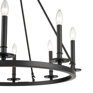 Florence Eight Light Chandelier in Matte Black