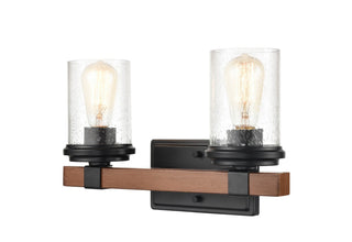 Taos Two Light Vanity in Matte Black/Wood Grain