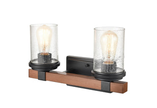 Taos Two Light Vanity in Matte Black/Wood Grain