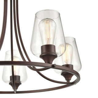 Ashford Five Light Chandelier in Rubbed Bronze